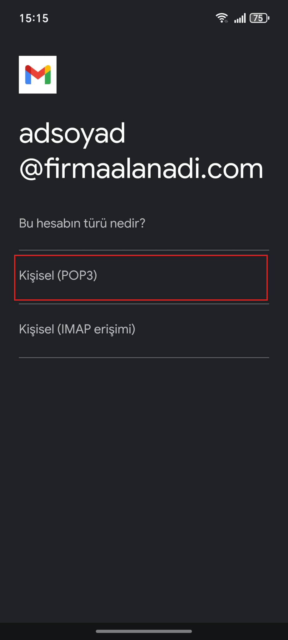 Hesap Türü Seçimi