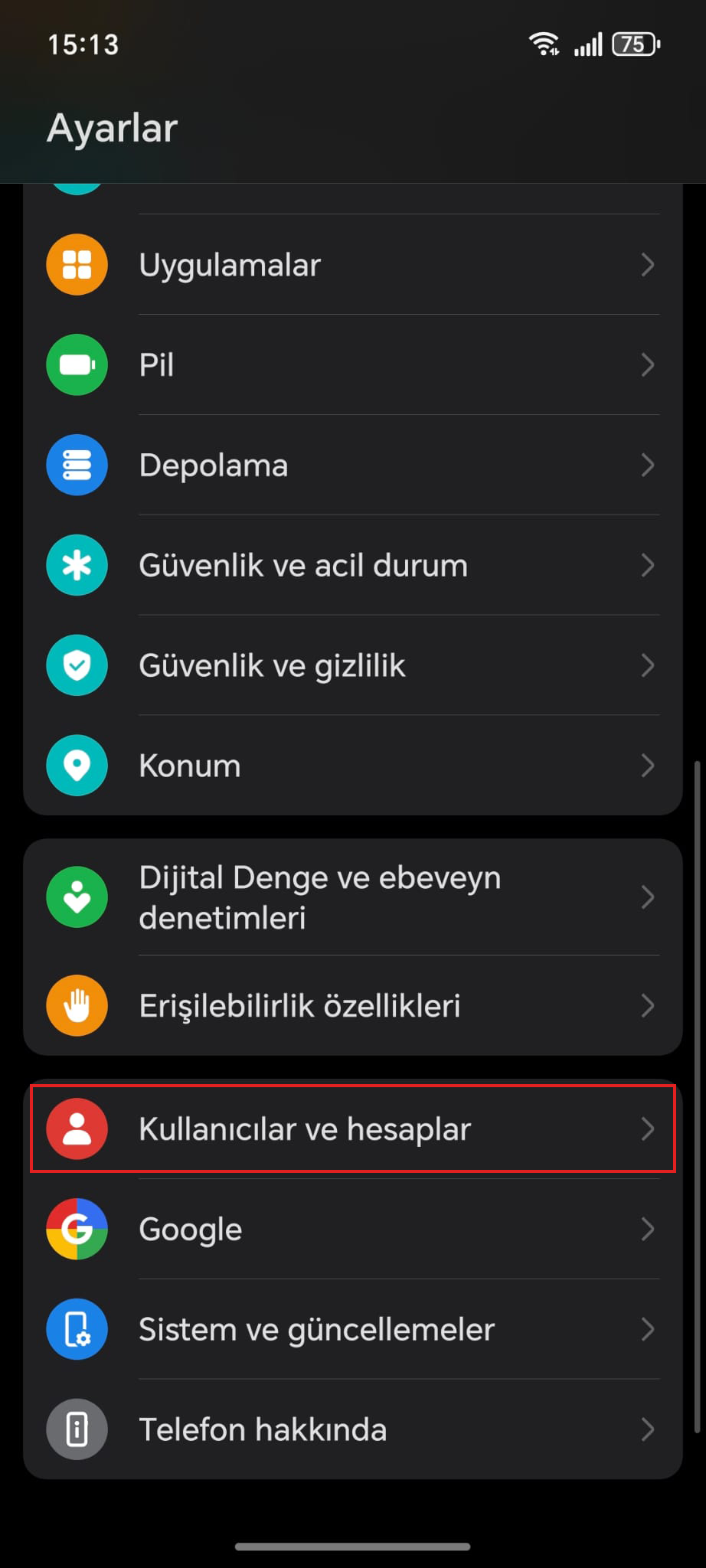 Hesaplar ve Kullanıcılar