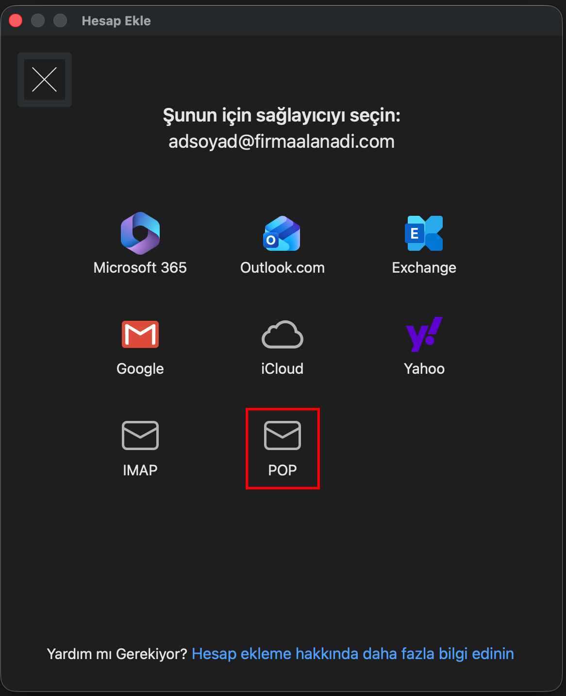 IMAP Seçimi